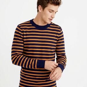 G-Star Raw Men’s Small Striped Orange Navy Heavyweight Long Sleeve Shirt